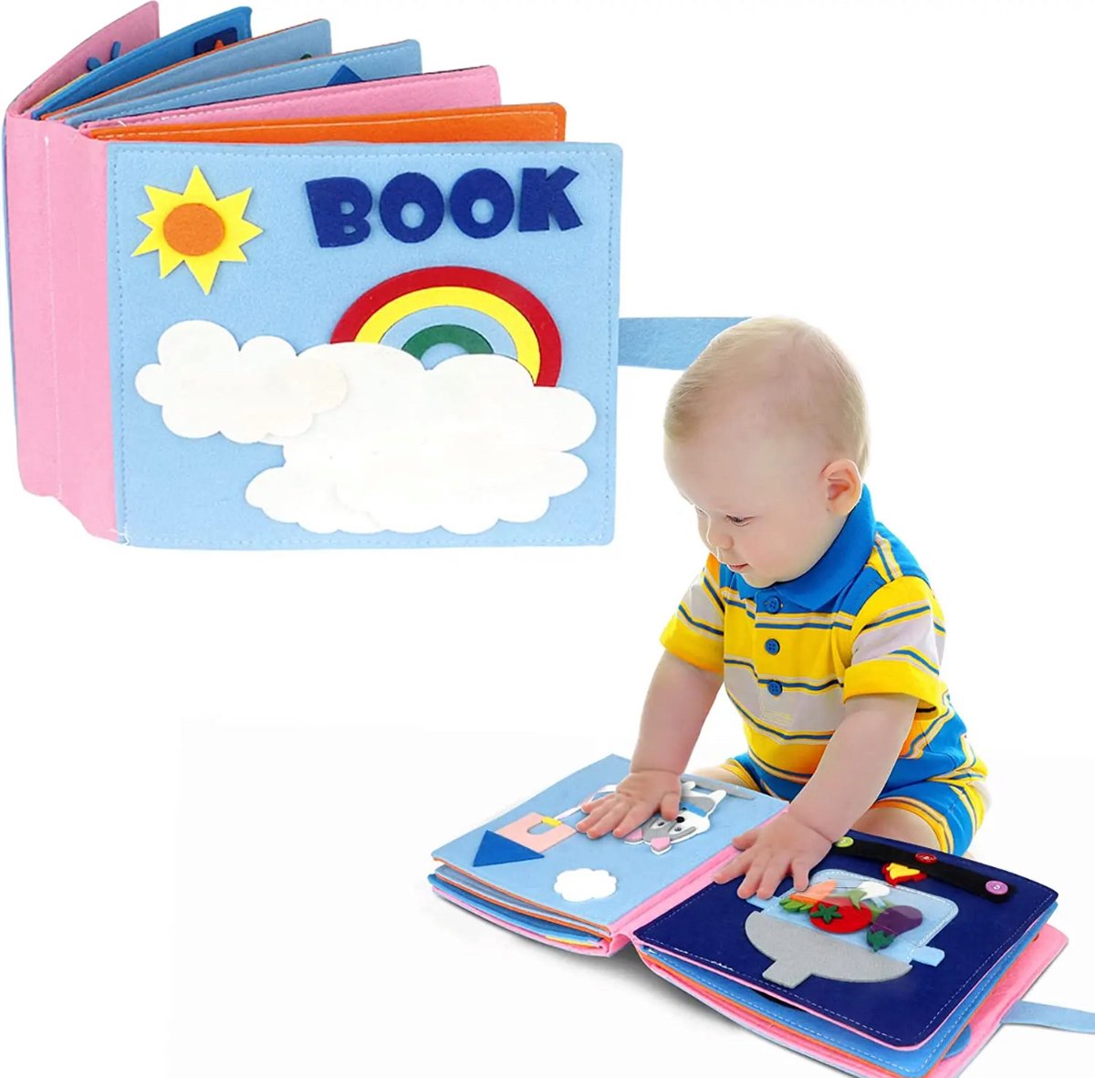 Montessori activiteiten boek Stoffen Boek voor Kinderen | Busy Board | Interactief Activiteitenboek met Kleurrijke Thema’s | Educatief Peuterboek | Sensorisch speelgoed | Motoriek speelgoed